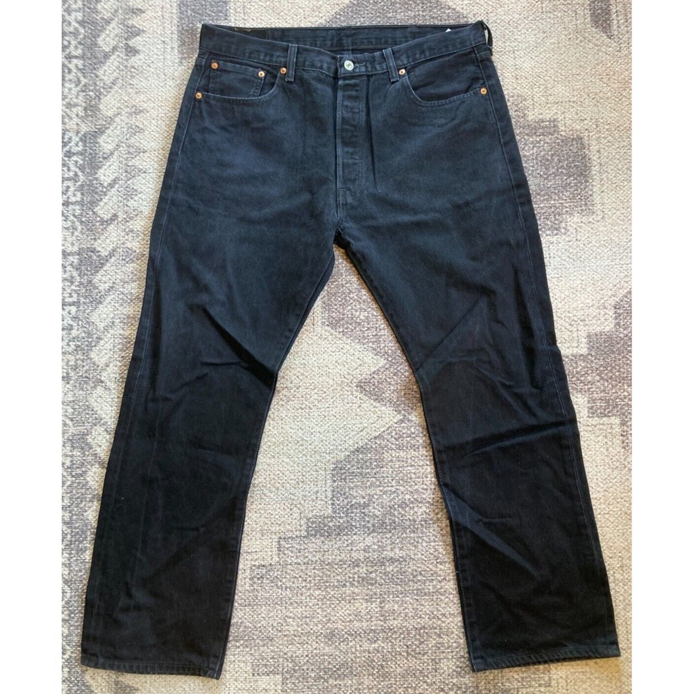 Levis 501 Jeans Men 38x30 Original‎ Fit Wash Button Fly Black Pants Denim Casual